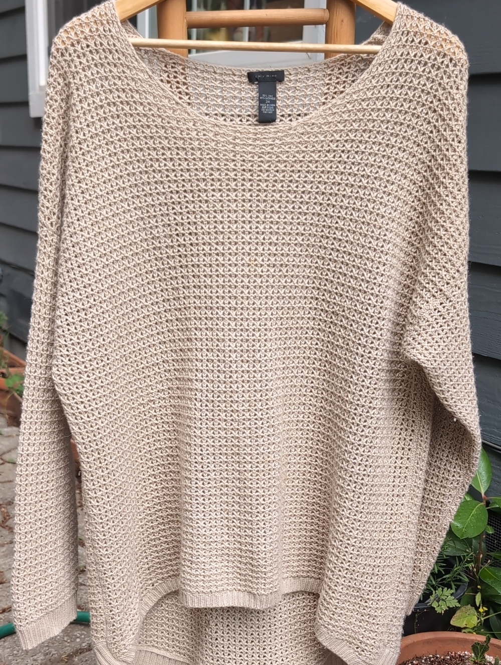 3x 100% Silk & Cashmere Only Mine Beige Open-Weave Knit Sweater Plus Size